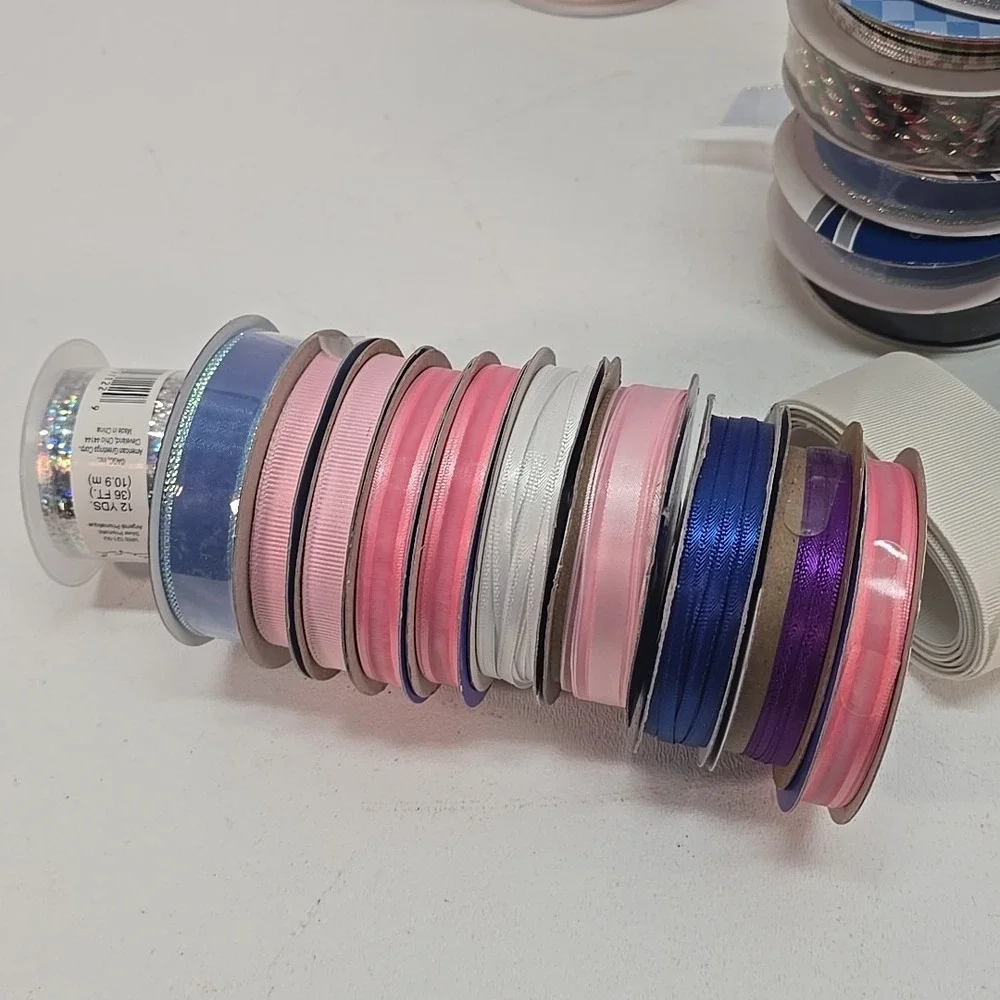 Lot of Ribbon Rolls Spools Great for‎ DIY Large Hair Bows Cheer Dance Crafts